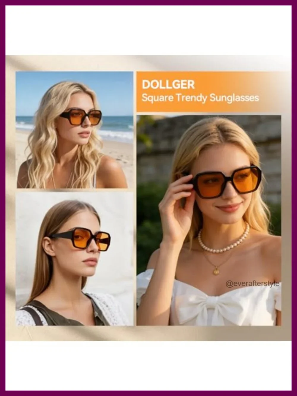 Oversized Square Sunglasses for Women Men UV400 Protection Trendy Fashion